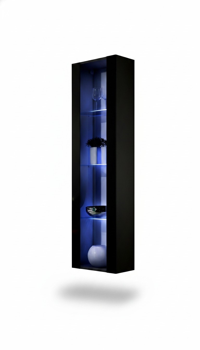 Hänge Vitrine Schwarz Luxus Wohnzimmer Moderne Möbel Holz Neu