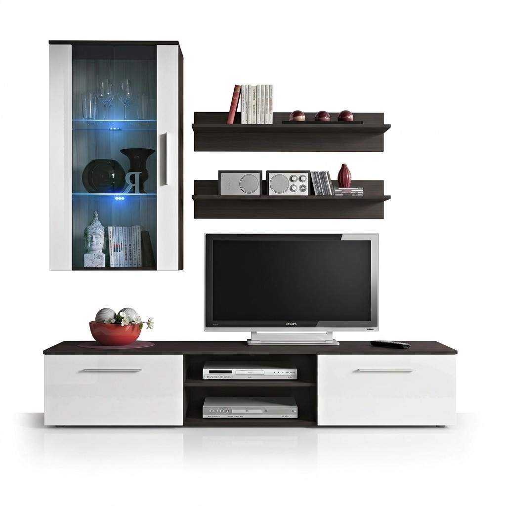 Wohnwand Komplette 5tlg.Wohnzimmer Einrichtung Set Regale Wandschrank TV-Ständer