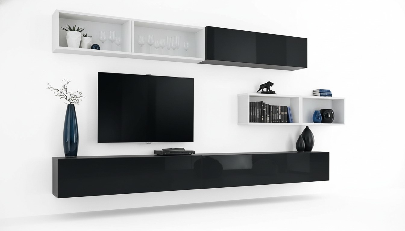 Luxus Wohnwand tv ständer TV-Ständer Lowboard Holz Wandregal Modern Möbel