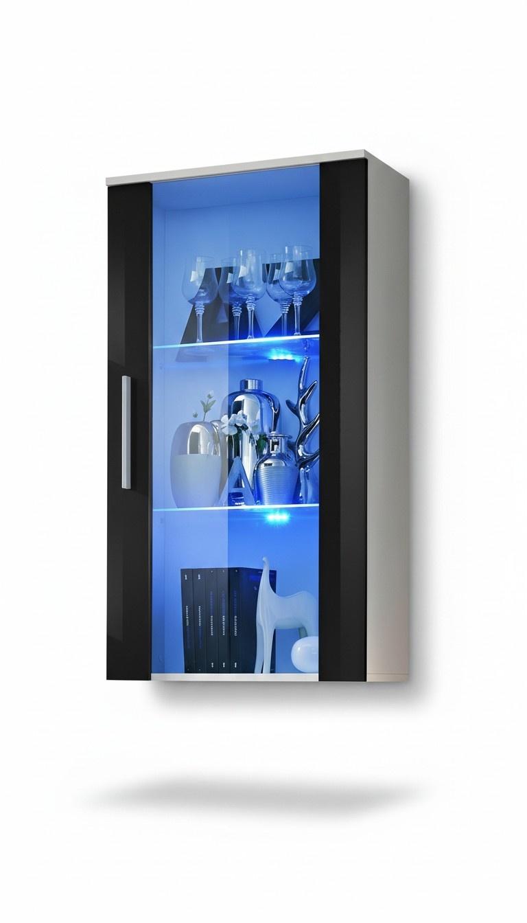 Weiß Hänge Vitrine Wohnzimmer Wandschrank Luxus Designer Regal Einrichtung