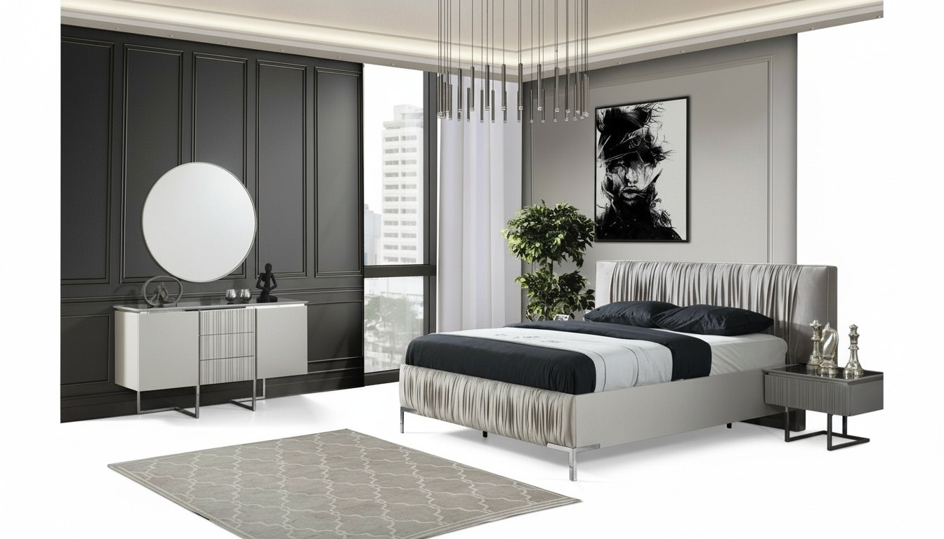 Schlafzimmer Komplette Bettrahmen Doppelbett Set 5tlg Bett Weiß Gruppe