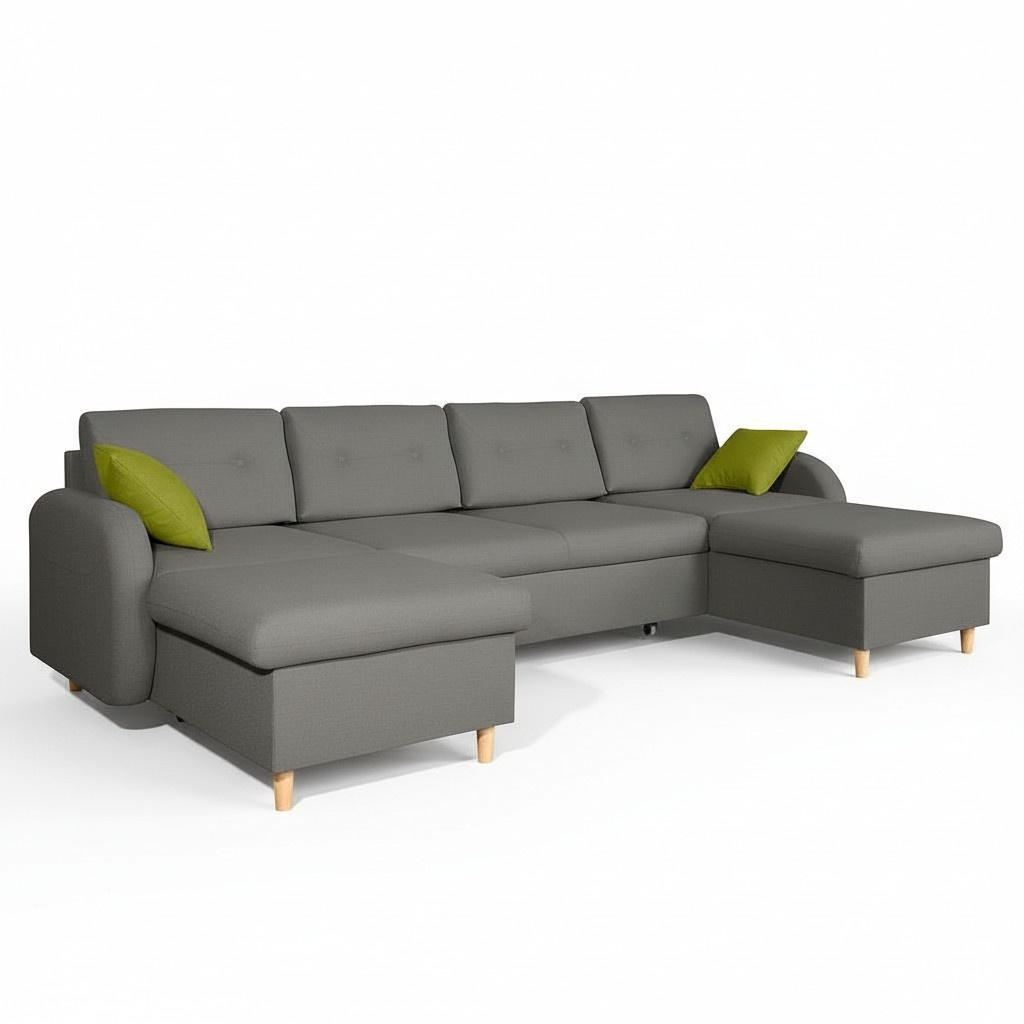 Design Ecksofa U-form Bettfunktion Couch Leder Textil Sofas Schlafsofa Stoff Neu