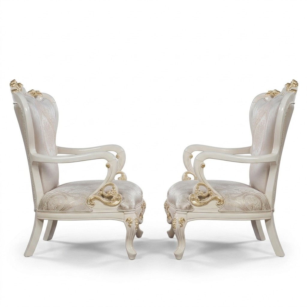 Ohrensessel Sessel Design Polster Barock Sofa Couch Textil Sitz Wohnzimmer Stil