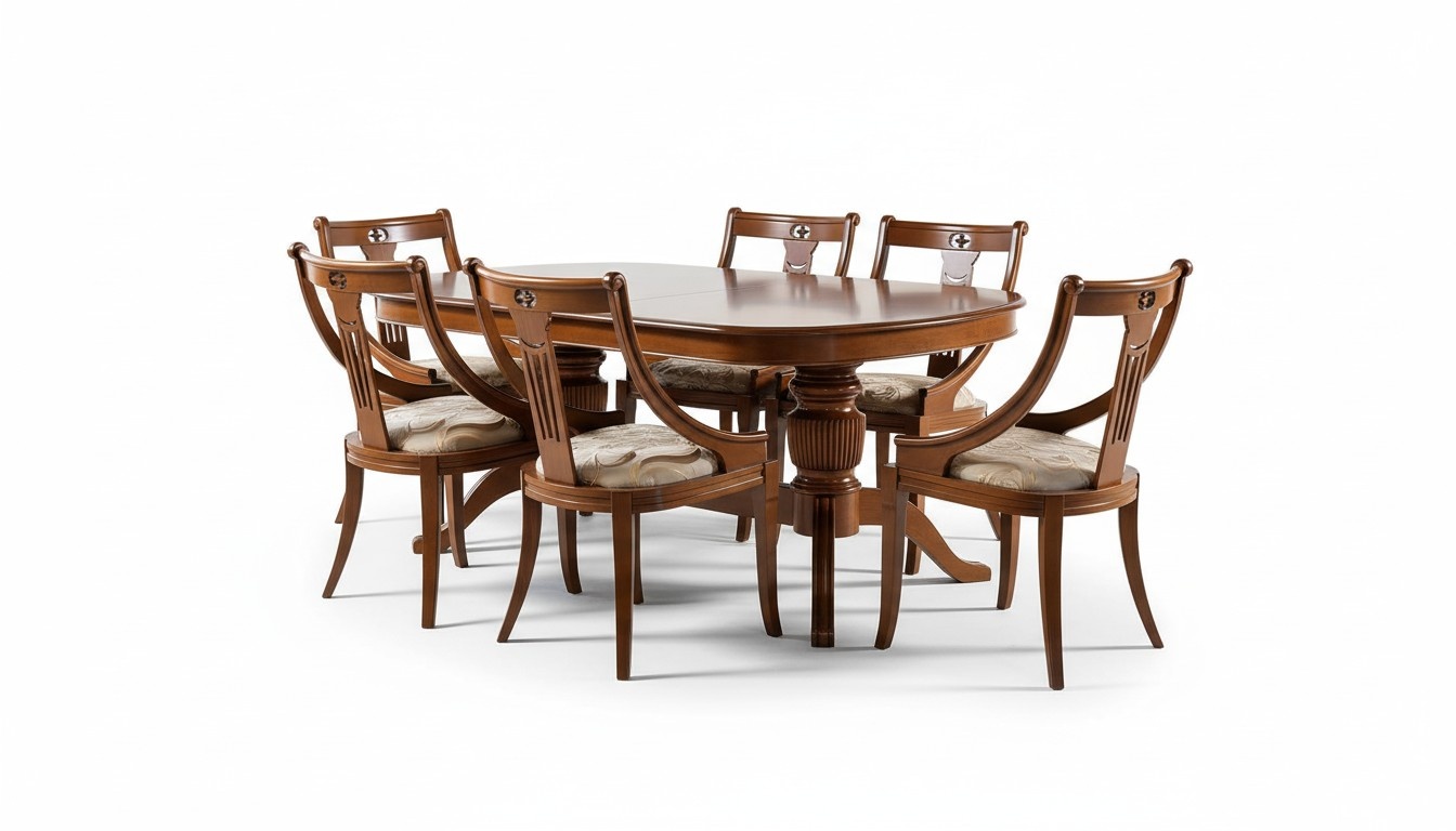 Esstisch + 4 Stühle Esszimmer Set Essgruppe Klassischer Tisch 7tlg Set Stuhl neu