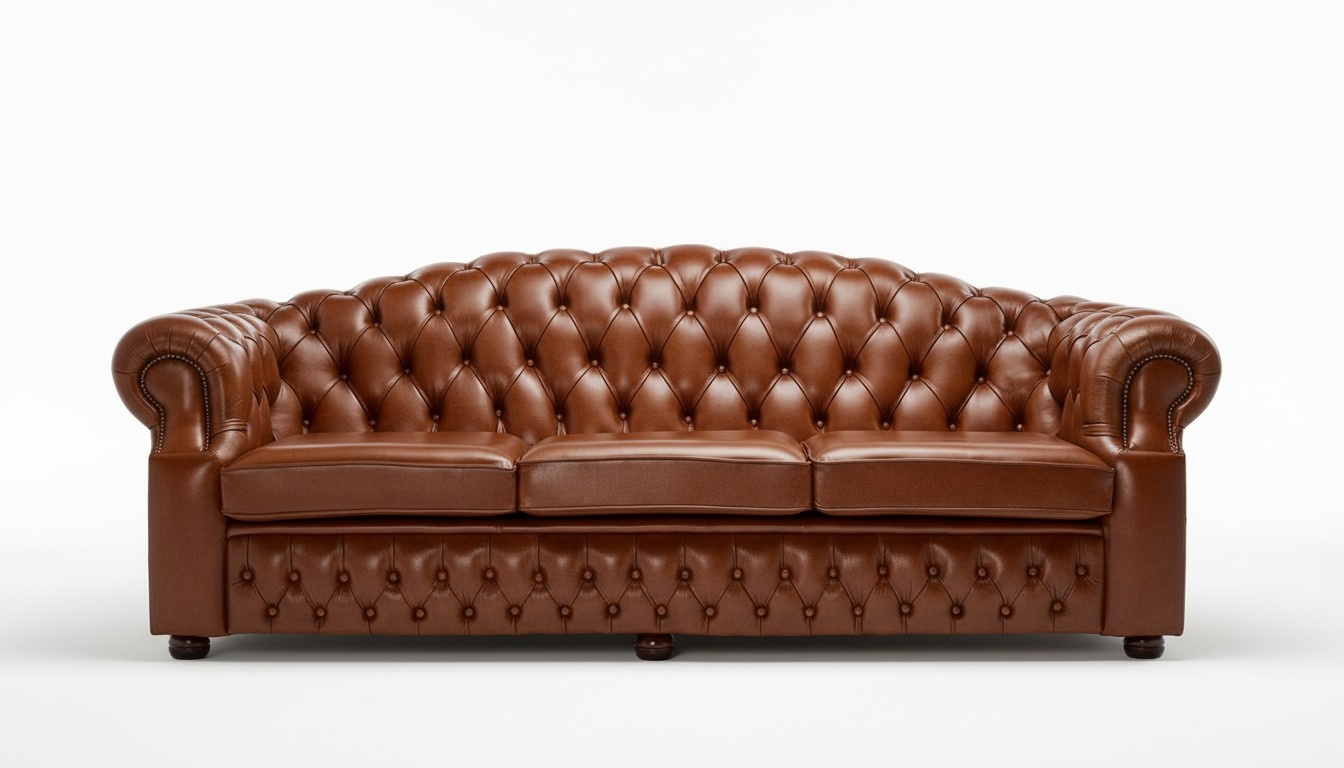 Desiger Chesterfield Sofagarnitur Leder Braun 5 - Sitzer XXL Couch Polster