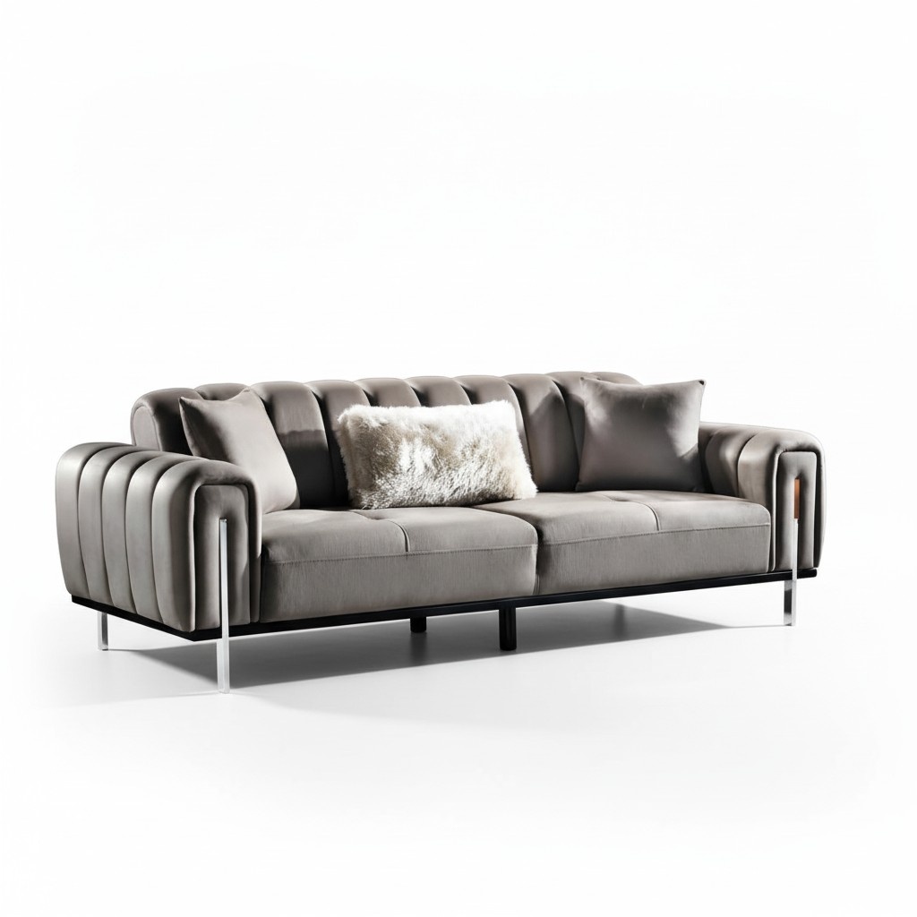 Design 3 Sitzer Sofa grau Couch Polster Big luxus Couchen Sofas Textil Sitz