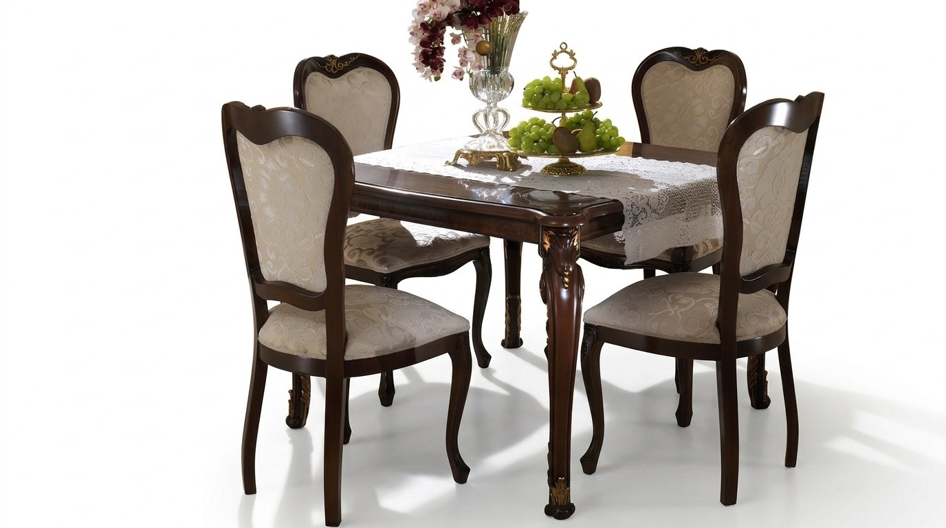 Design 4x Stühle Sessel Set Stuhl Gruppe Esszimmer Garnitur Holz arredoclassic