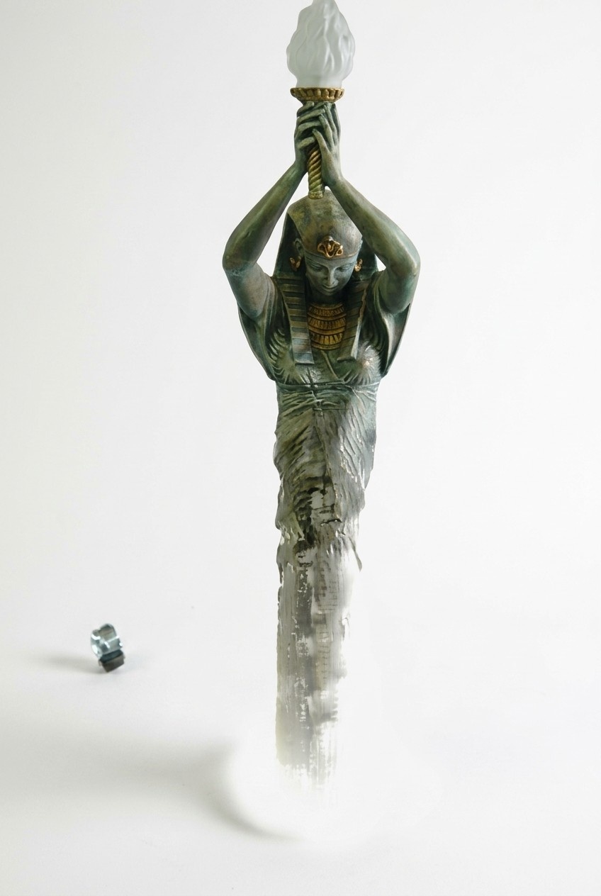 Design Ägyptische Figur mit Lampe Statue Skulptur Figuren Skulpturen Deko
