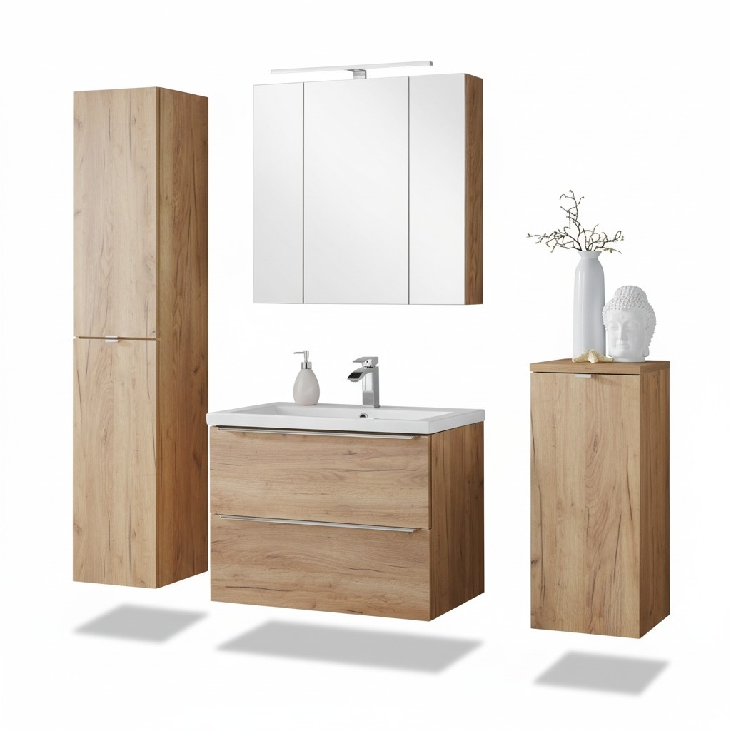 Design Badezimmer Möbel Bad 4 tlg. Set Garnitur Schrank Waschbecken Badmöbelsets