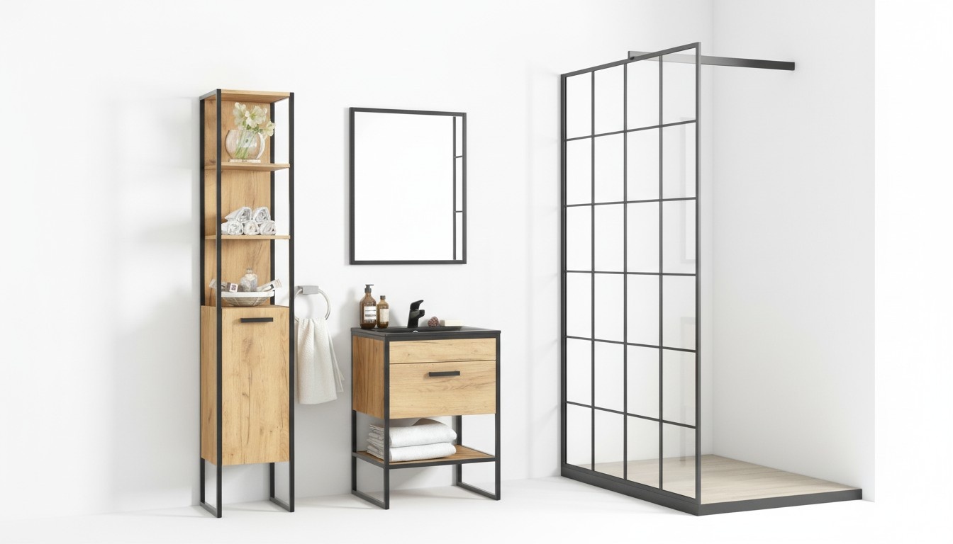 Design Badezimmer Möbel Bad 5 tlg. Set Garnitur Schrank Waschbecken Badmöbelsets