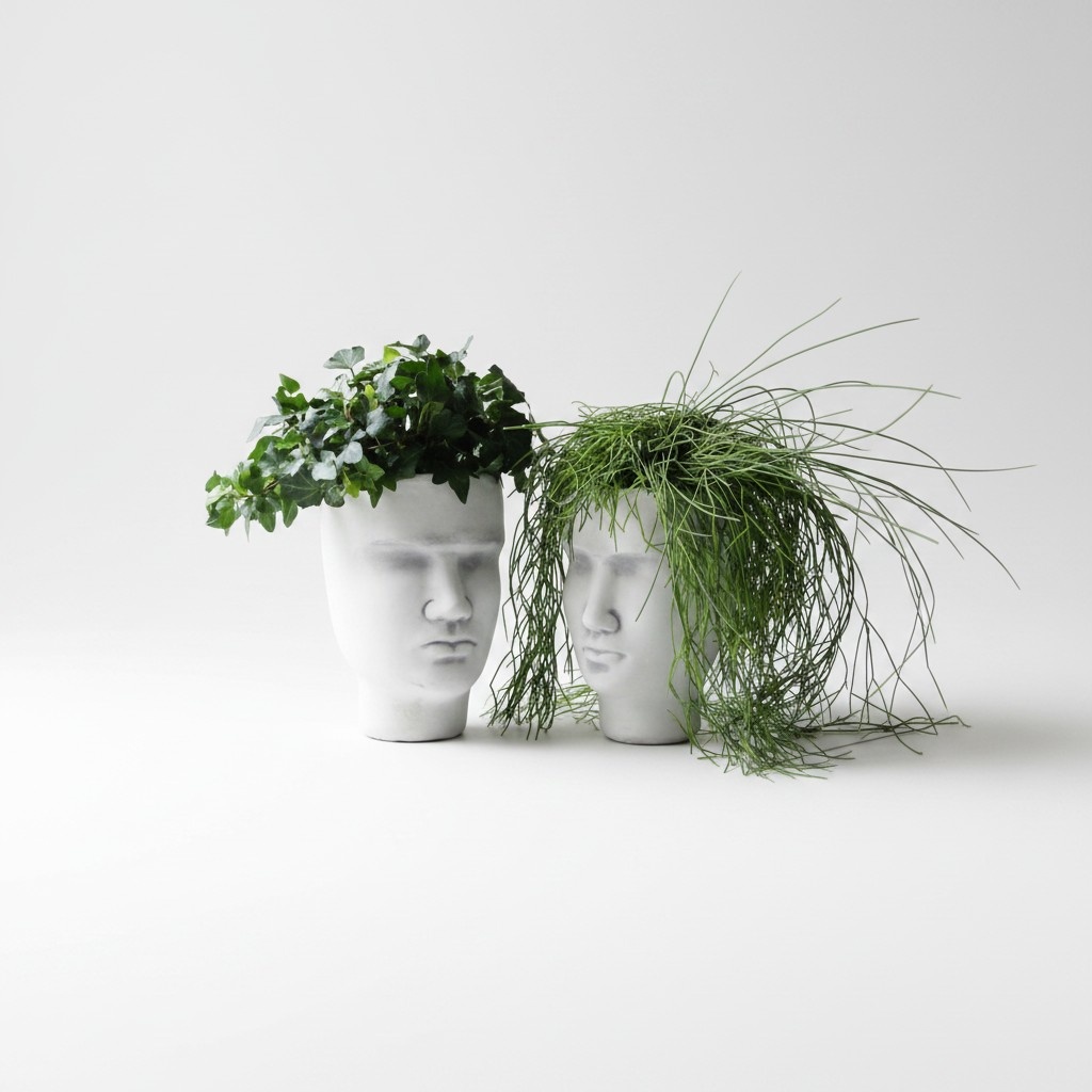 Design Blumentopf Top Planz Kübel Gefäß Töpfe Figur Gesicht Skulptur