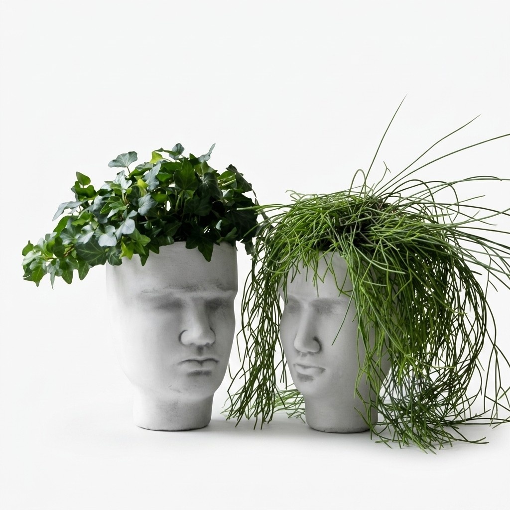 Design Blumentopf Top Planz Kübel Gefäß Töpfe Figur Gesicht Skulptur