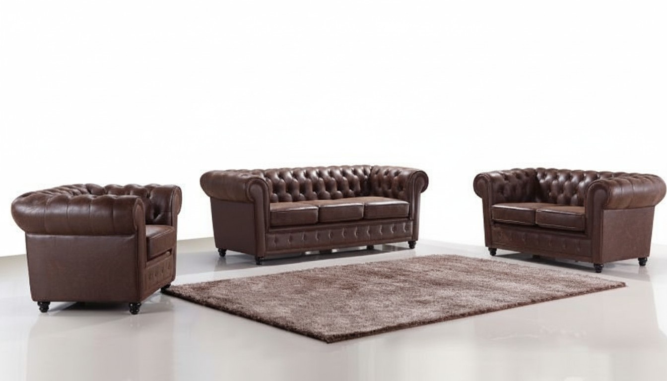 Design Chesterfield 3+2+1 Sofagarnitur Leder Sitz Couch Sofa Polster Garnitur