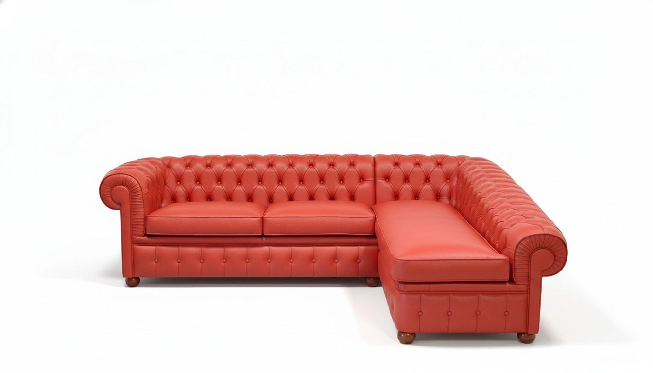Design Chesterfield Ecksofa Eckcouch Loungesofa Couch Red Leder Sofa
