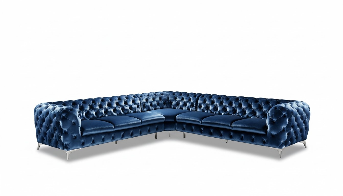 Design Chesterfield Ecksofa Eckcouch Loungesofa Couch Samt Textil Sofa