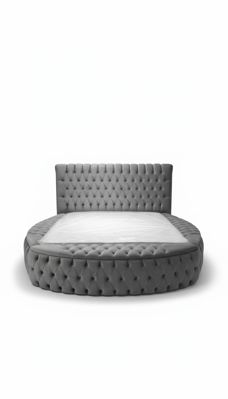 Design Chesterfield Rundes Bett Rund Betten Schlafzimmer Doppel Hotel Betten Neu