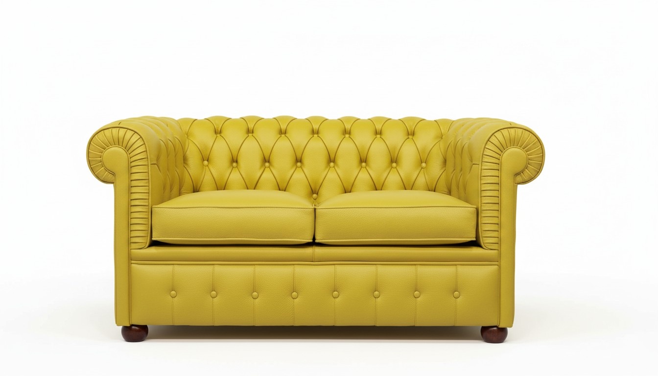 Design Chesterfield Sofa 2 Sitzer Gelb Couch Polster Sofas Wohnzimmer