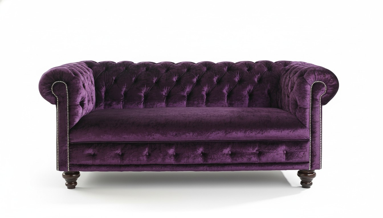 Design Chesterfield Sofagarnitur 2-Sitzer Stoff Couch Lila Polster Sofas Sofa