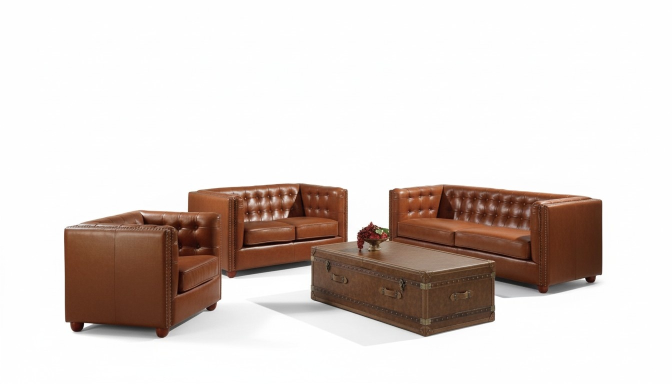 Design Chesterfield Sofagarnitur 3+2+1 Couch Leder Couch Polster Sofas