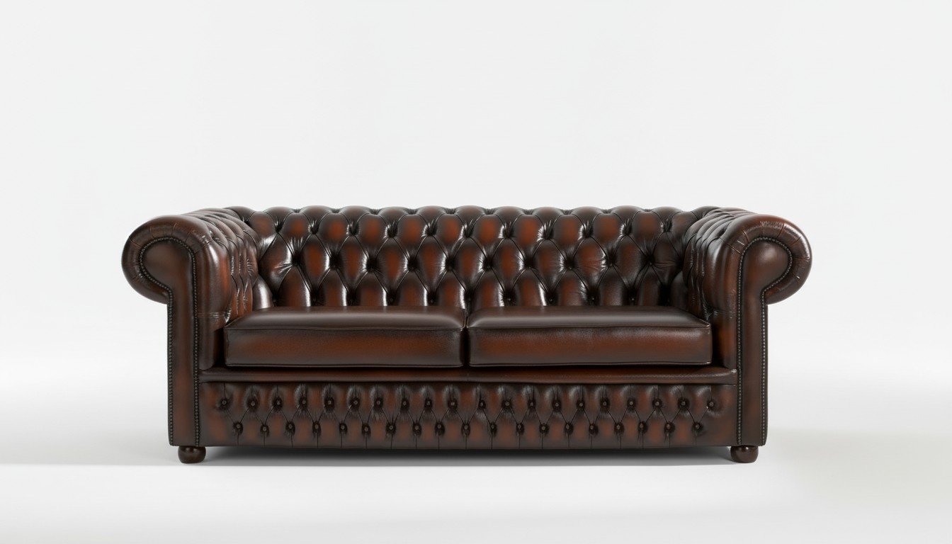Design Chesterfield Sofagarnitur 3- Sitzer Couch Leder Braun Polster Sofas