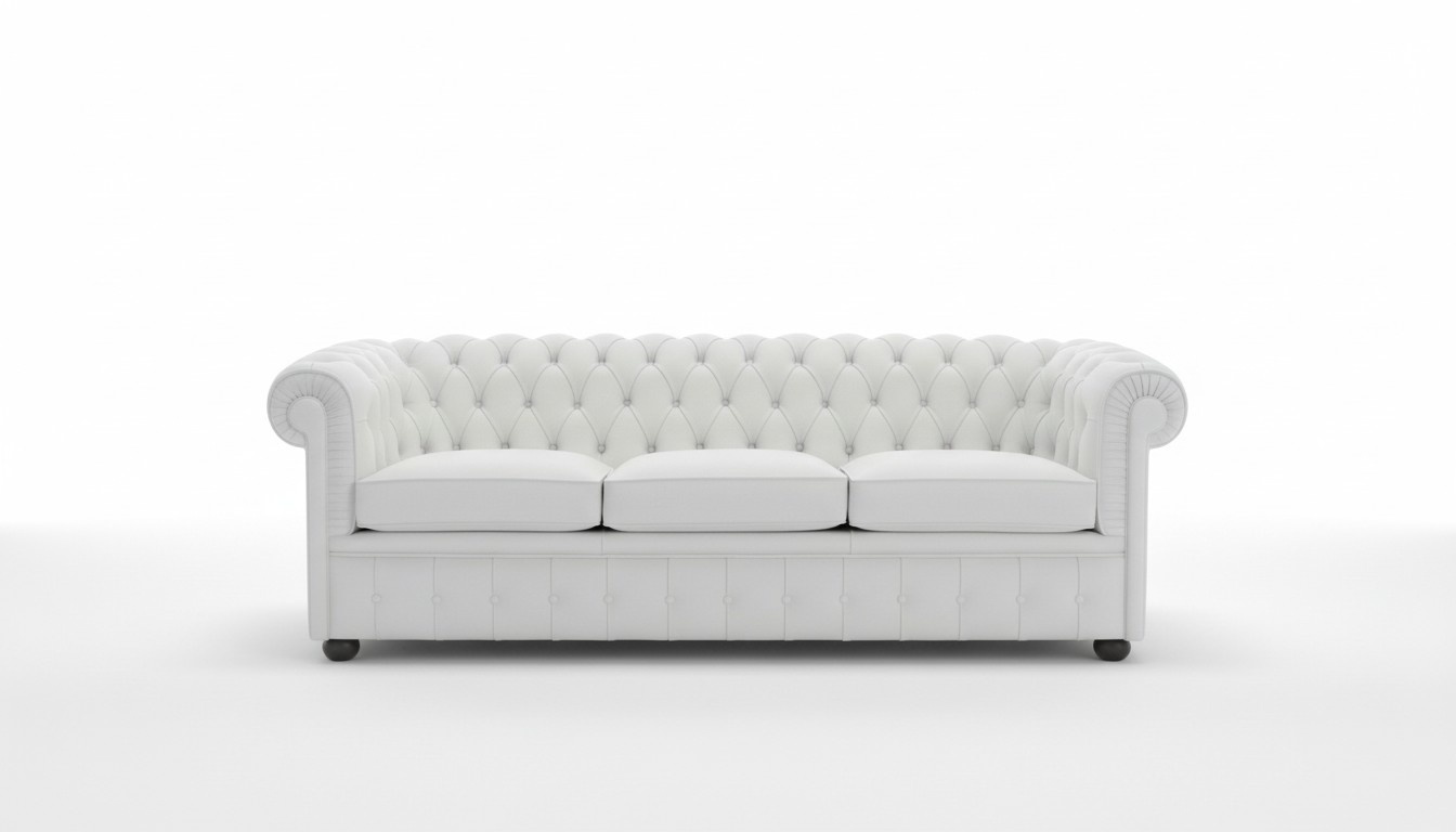 Design Chesterfield Sofagarnitur 3-Sitzer Leder Couch Weiß Polster Sofas