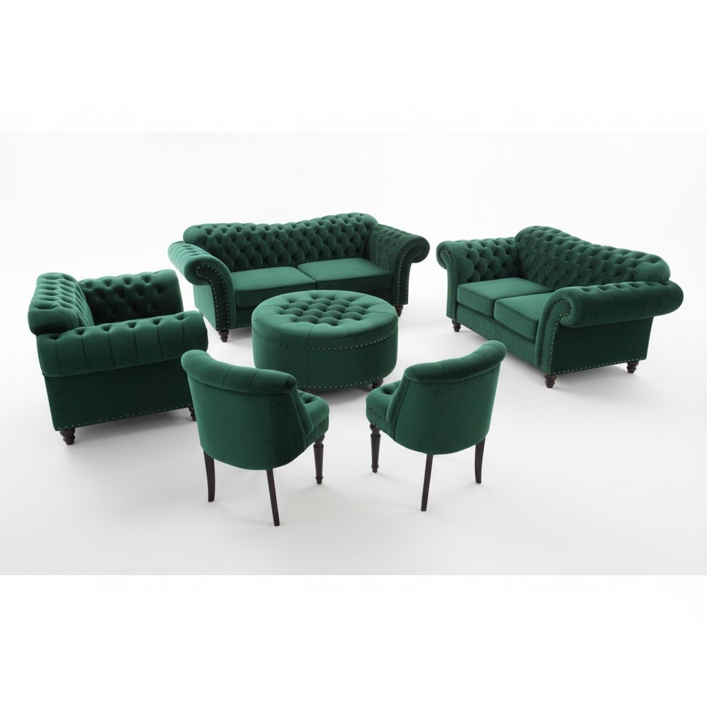 Design Chesterfield Sofagarnitur 6 Teiliges Set Sessel Hocker Couch Polster