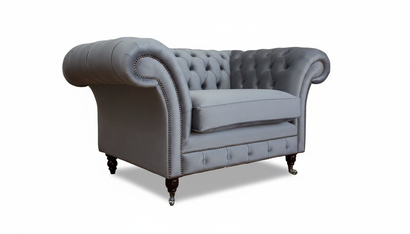 Design Chesterfield Stoff Couch Sessel 1 Sitzer Polster Sofas Lounge Neu