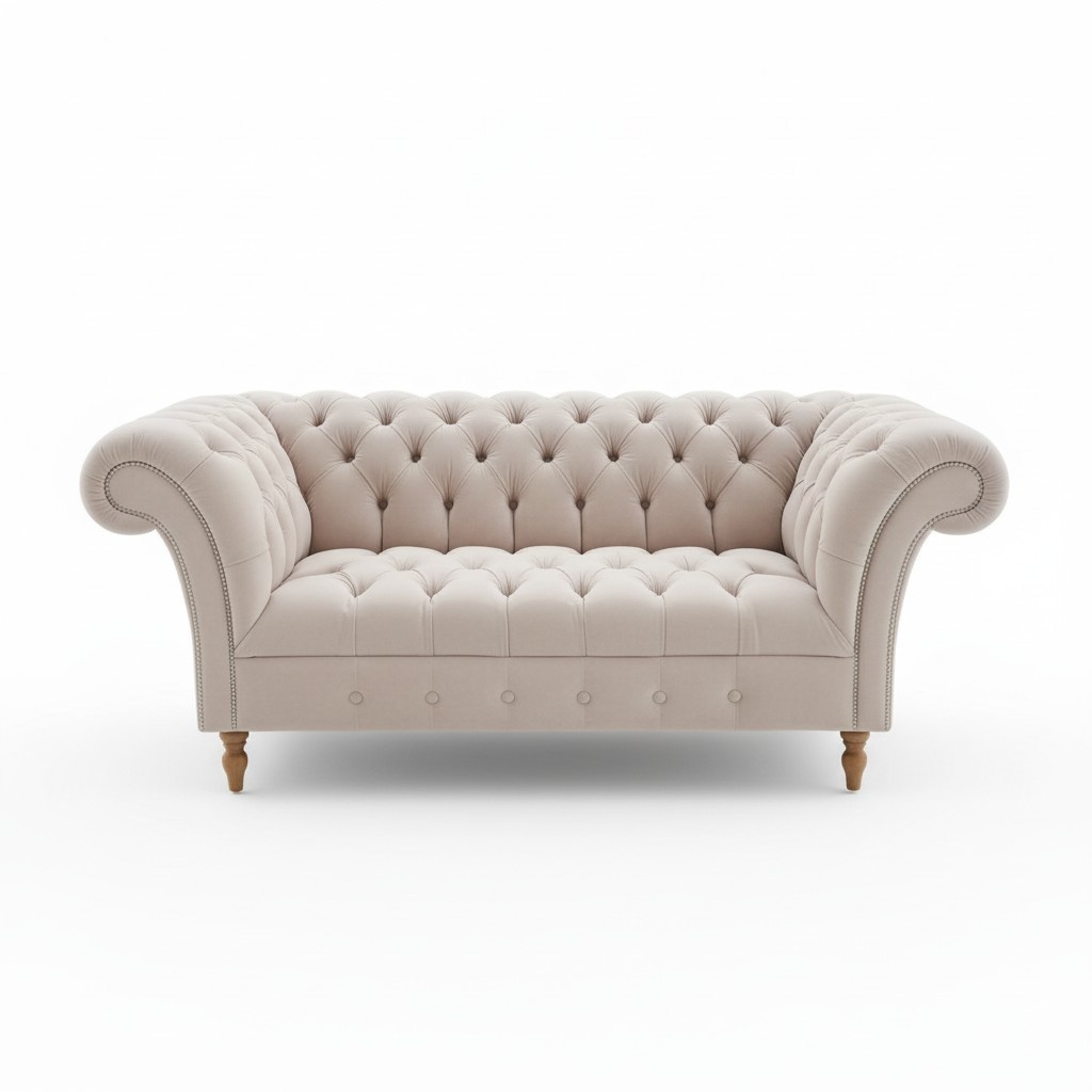 Design Chesterfield Textil Stoff Sofa 2-Sitzer Stoff Couch Polster Sofas