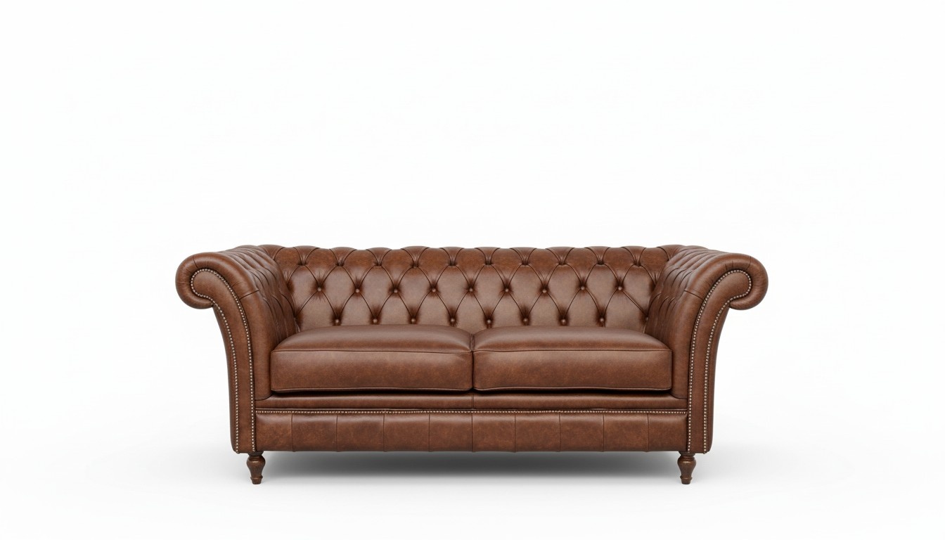 Design Club Lounge Chesterfield Sofagarnitur 2-Sitzer Leder Couch Polster