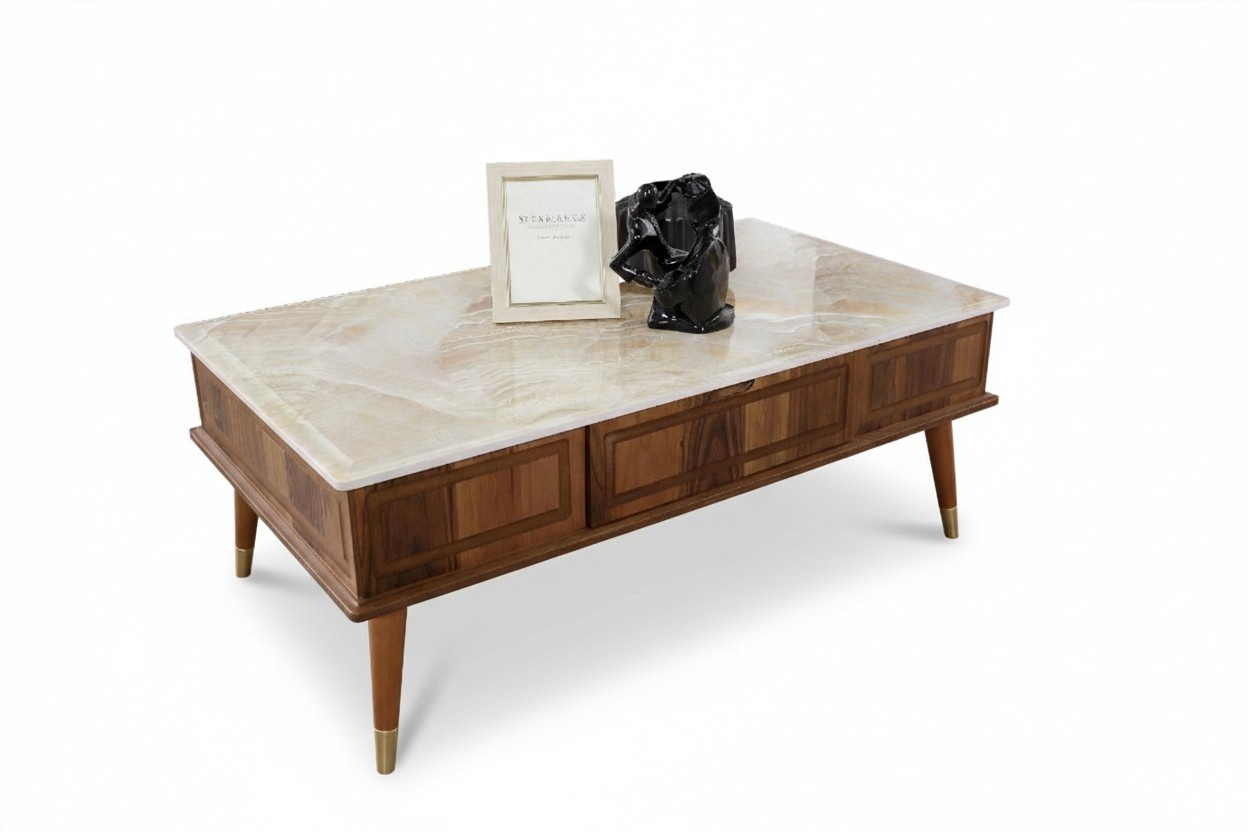 Design Couchtisch Wohnzimmer Steinoptik Tisch Beistelltisch Tische 160x68cm Neu