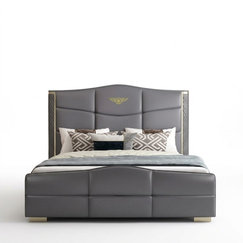 Design Doppelbett Lederbett Betten Bett Leder Polster Ehe 180x200cm