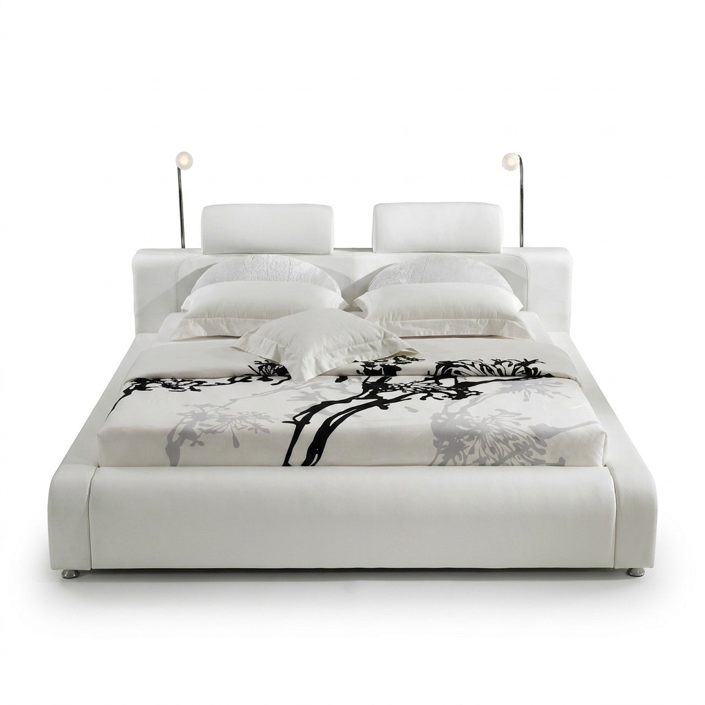 Design Doppelbett Lederbett Betten Bett Leder Polster Schlafzimmer Ehe 180x200