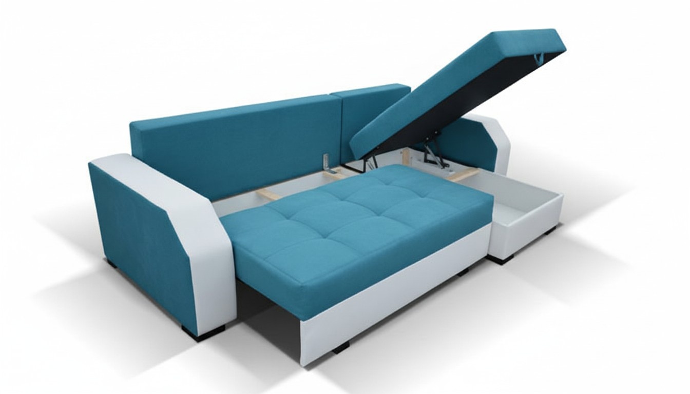 Design Ecksofa Bettfunktion Couch Leder Textil Polster Sofas Couchen Sofa