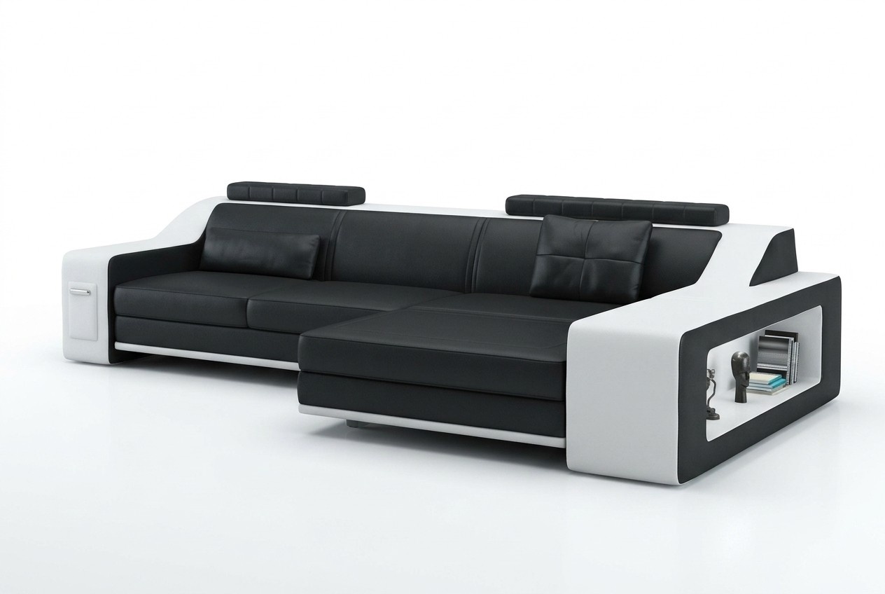 Design Ecksofa Sofa Couch Polster Sitz Eck Garnitur Sofas Leder Textil Themar SW