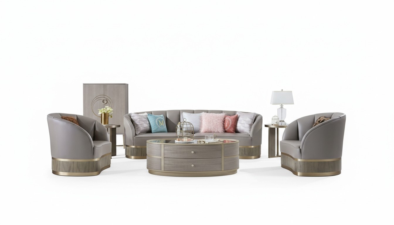 Design Einrichtung Möbel Sofagarnitur 3+1 Sitzer Couch Polster Set Ledersofa