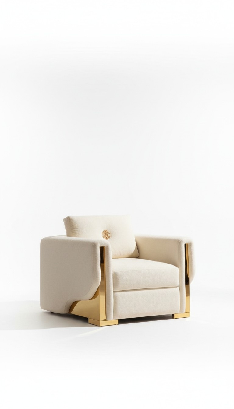 Design Einsitzer Sessel Textil Wohnzimmer Lounge Metall Luxus Design Sofa Möbel