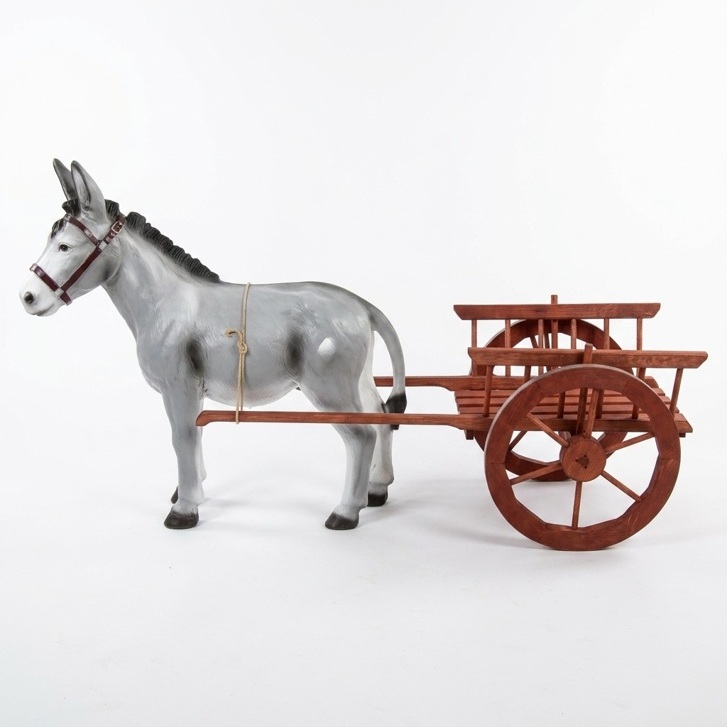 Design Esel mit Wagen Figur Garten Statue Skulptur Figuren Skulpturen