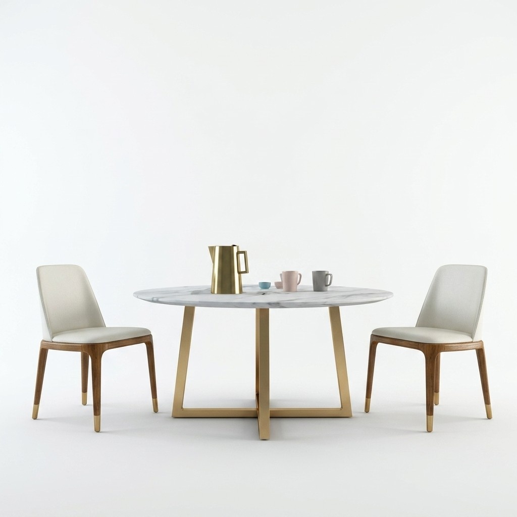 Design Ess Tisch Rund Metall Runde Tische Wohn Zimmer Luxus Gold Marmor Imitatio
