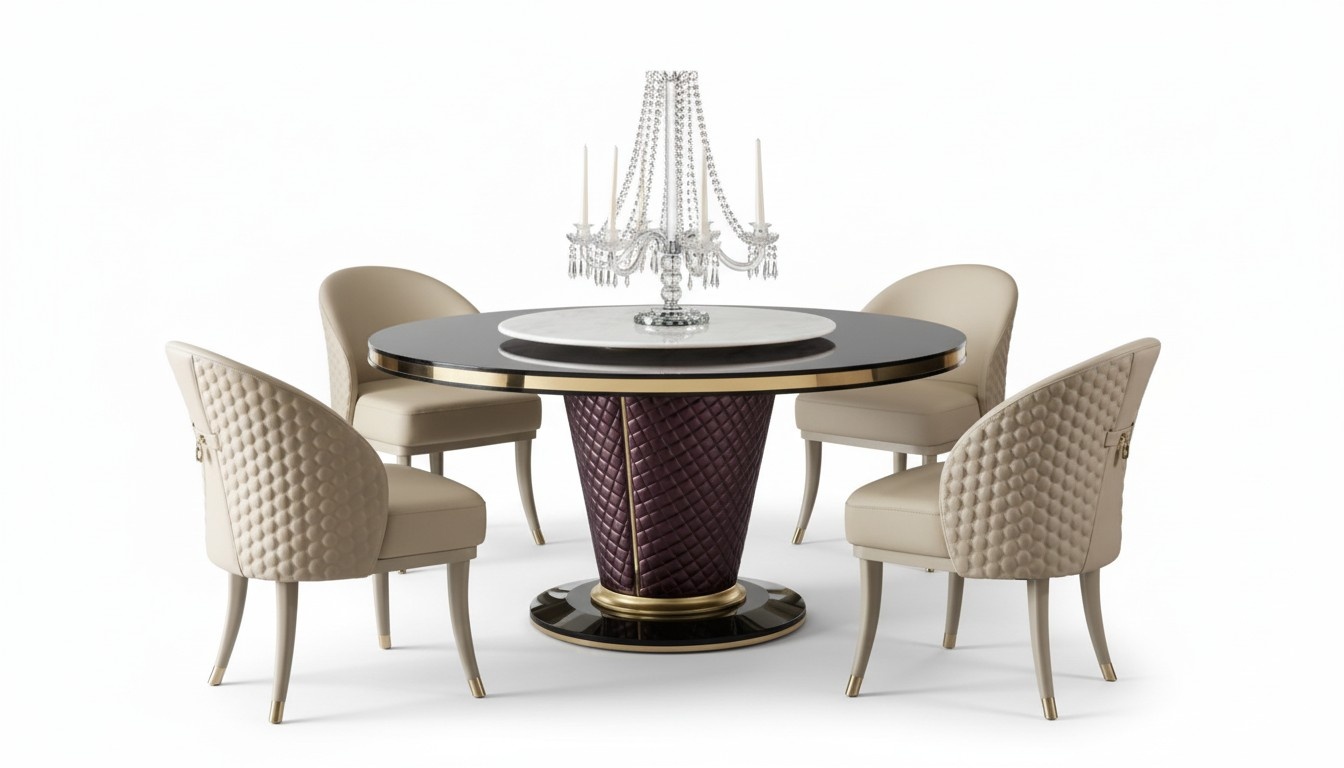 Design Esstisch Runder Tisch 6 Stühle Esszimmer Set Garnitur Stuhl Gruppe Holz