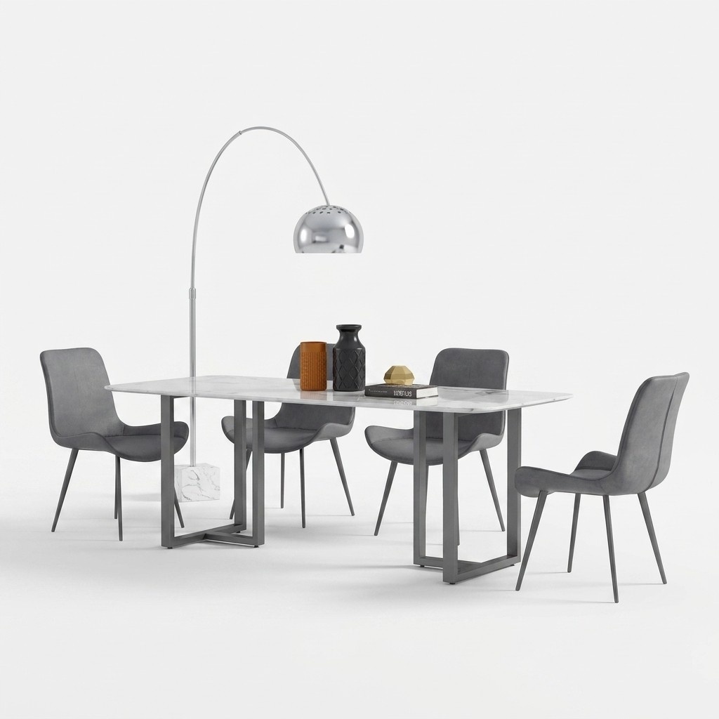 Design Esszimmer Gruppe Tisch + 4 Stühle Sitz Polster Garnitur Tische Lehn Stuhl