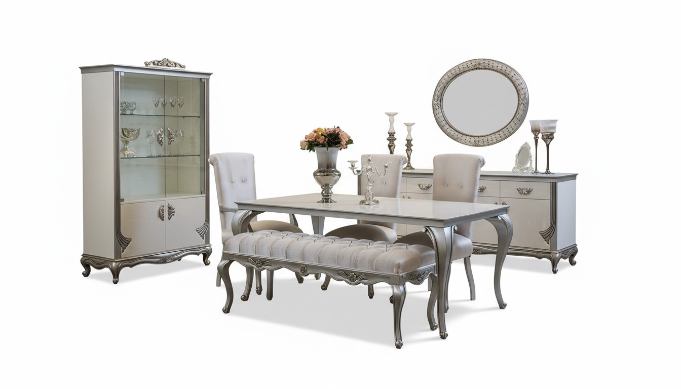 Esszimmer Set 9tlg Esstisch Stuhl Kommode Vitrine Spiegel Ess Tische Holz