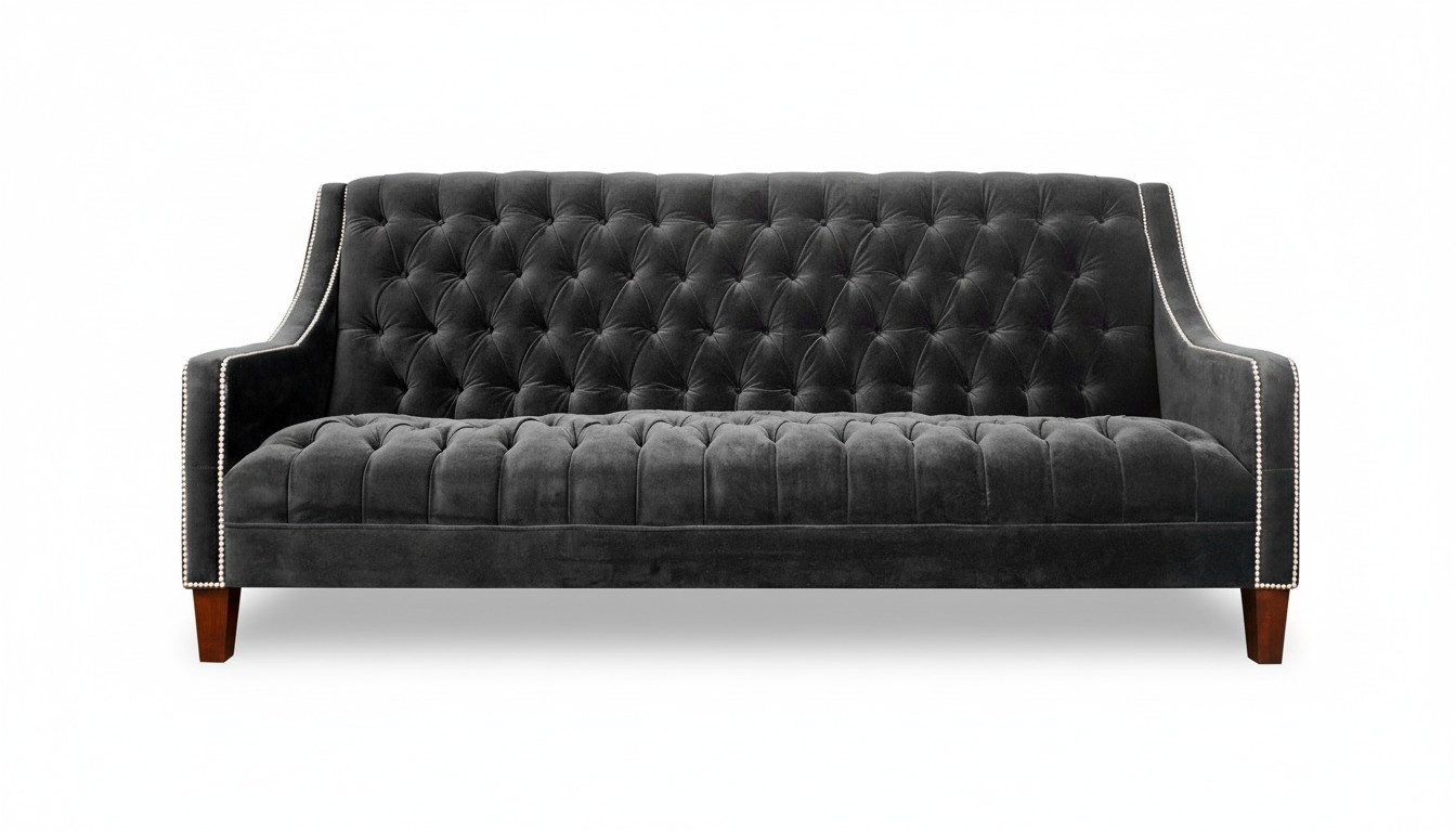 Design grau Sofa 3 Sitzer Chesterfield Stoff Couch Polster Sofas Leder Garnitur