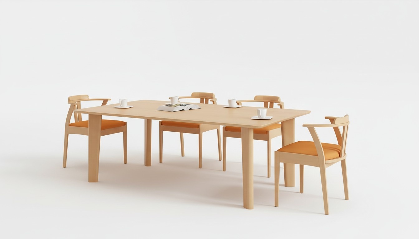 Design Holz Ess Lehn Stuhl Wohn Zimmer Garnitur Polster Neu Tisch +4 Stühle