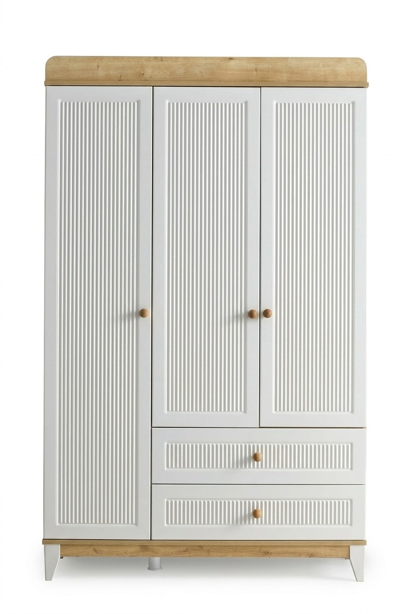 Design Kleiderschrank Holzschrank Schrank Möbel Holz Weiß Neu