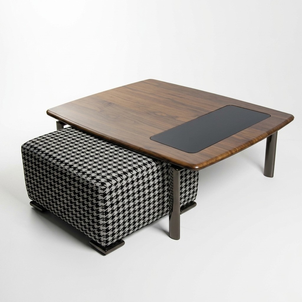 Design Komplett Modern Couchtisch mit Hocker Einrichtung Wohnzimmer