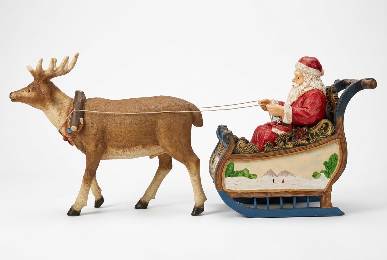 Design Komplett Nikolaus Renntier Schlitten Statue Skulptur Figuren Skulpturen