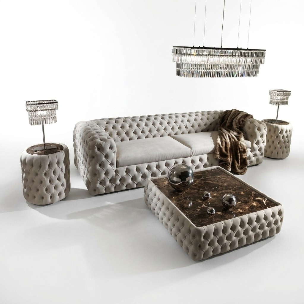 Design Leder Tisch Chesterfield Couchtisch Wohnzimmer Beistell Klassische Tische