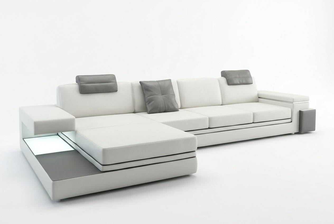 Design Ledersofa Sofa mit USB,Polster Wohnlandschaft Eck Garnitur Ecke Tachau