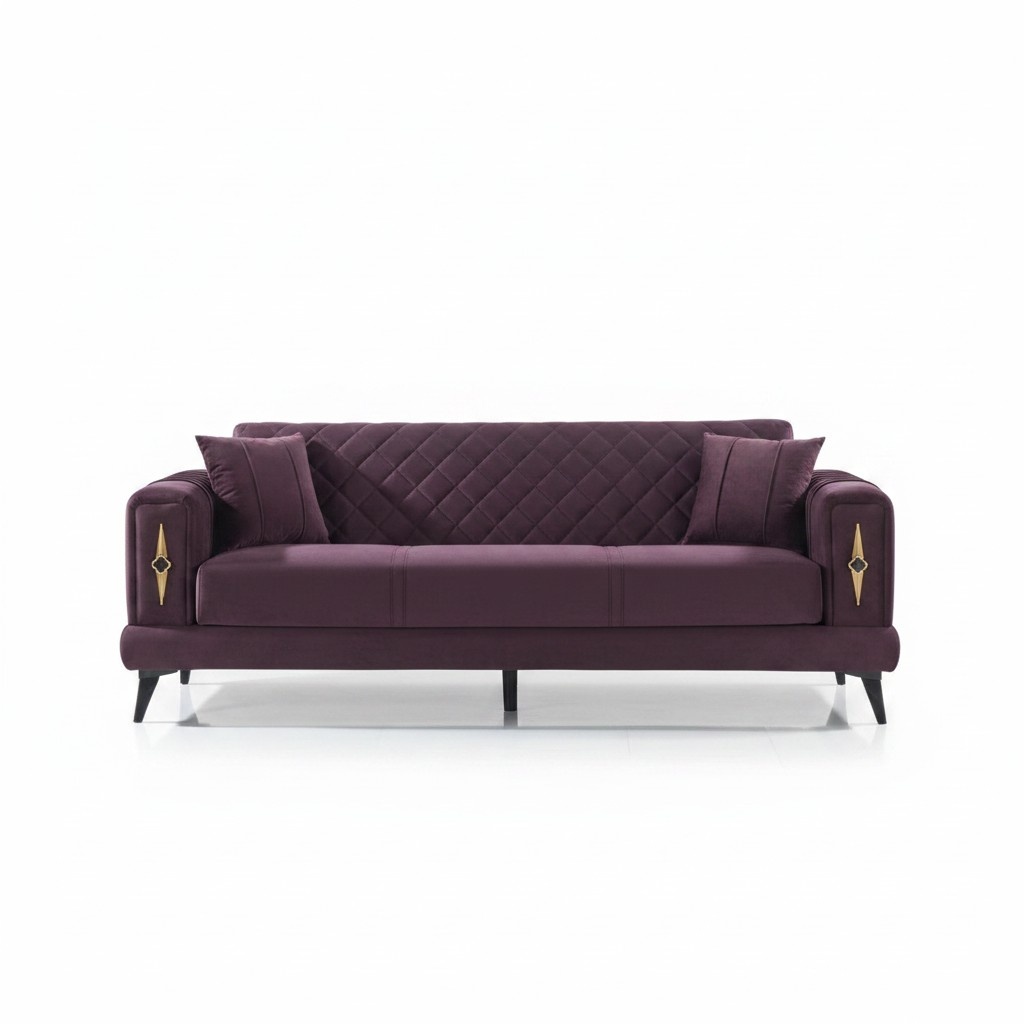 Design Lila Sofa 3 Sitzer Wohnzimmer Textil Polstermöbel Modern Dreisitzer Sofa