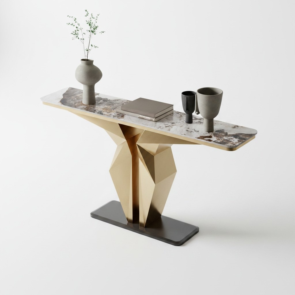 Design Luxus Konsolen Tisch Konsole Sideboard Gold Wohnzimmer Möbel Neu